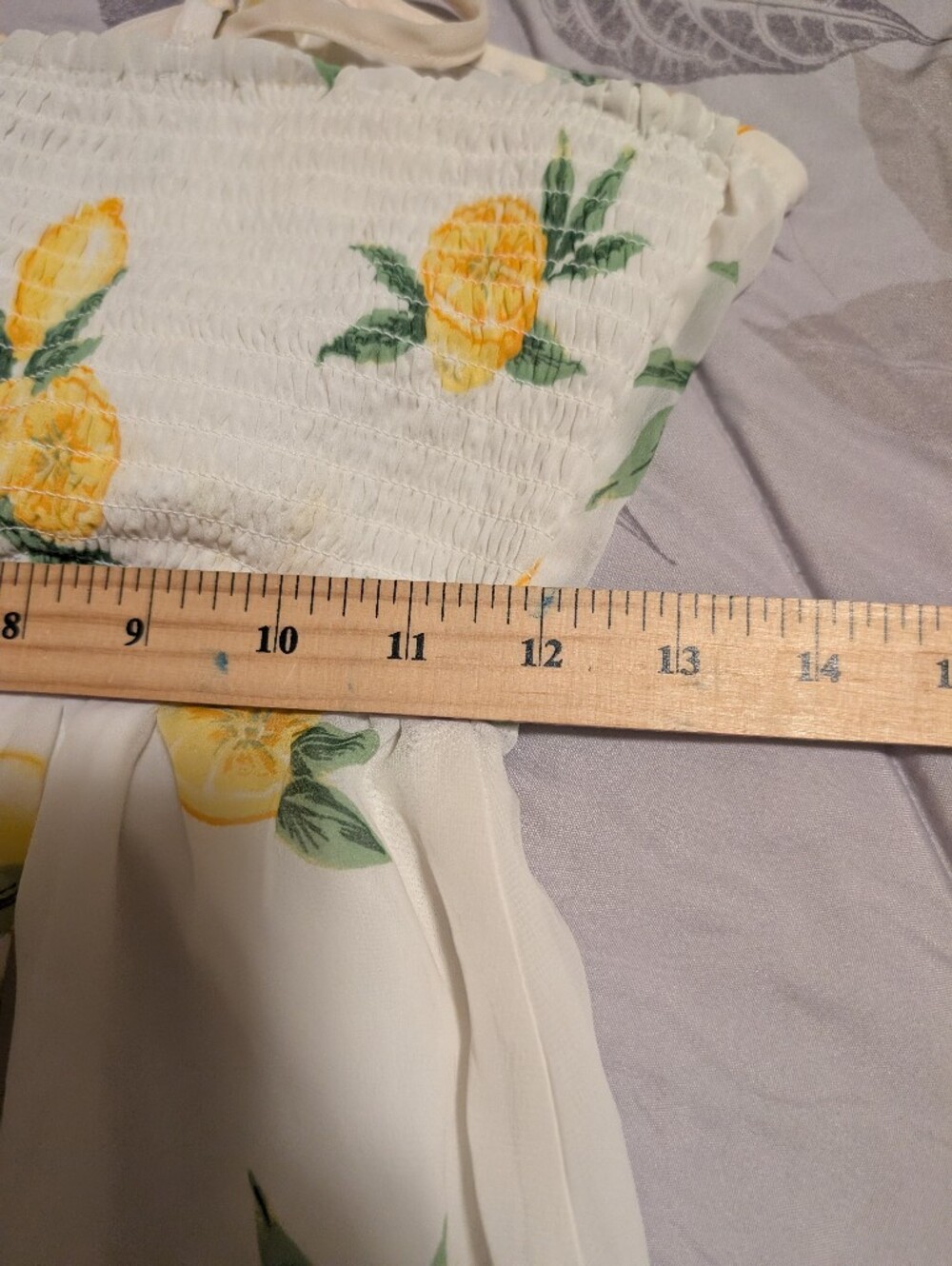 Women’s Lemon Print Ruffle Mini Romper Dress White Yellow Floral Wrap Style - Picture 5 of 7